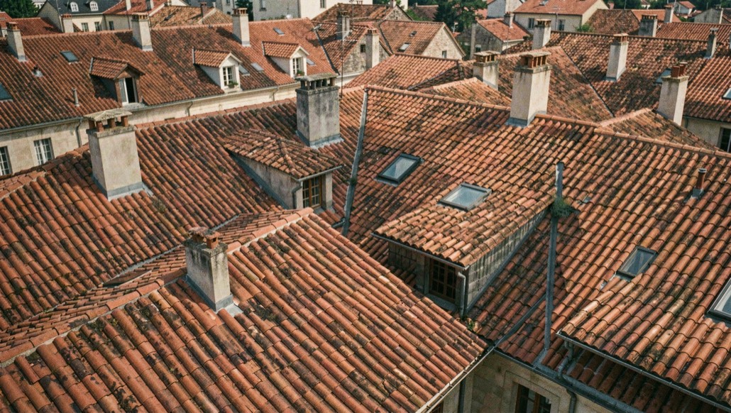 Allée bordée de voitures anciennes au petit matin, les ombres longues des carrosseries se découpent en diagonale sur le sol clair, quelques visiteurs passent au fond